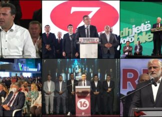 Fushata solli edhe të qeshura! Mickoski, Zaev dhe Gashi me barcoleta, Grubi kërceu