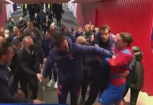 Shtyrje, ofendime e pështyrje, pastaj policia: shikoni sherrin në tunel në Atletico-City (VIDEO)